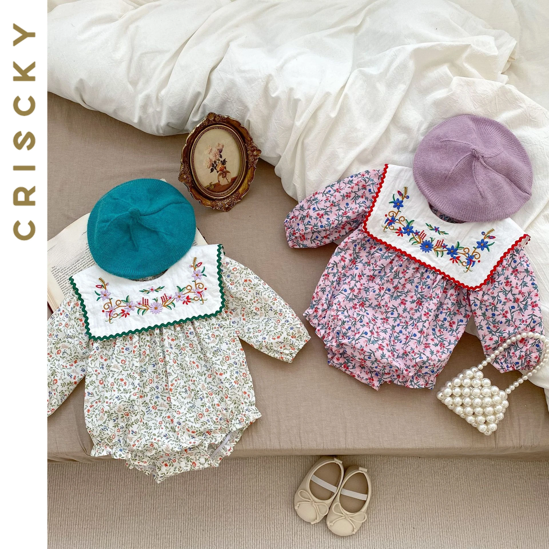 

Newborn Baby Rompers 2023 New Infant Jumpsuits Long Sleeve Floral Embroidery Baby Romper Spring Autumn Newborn Clothes