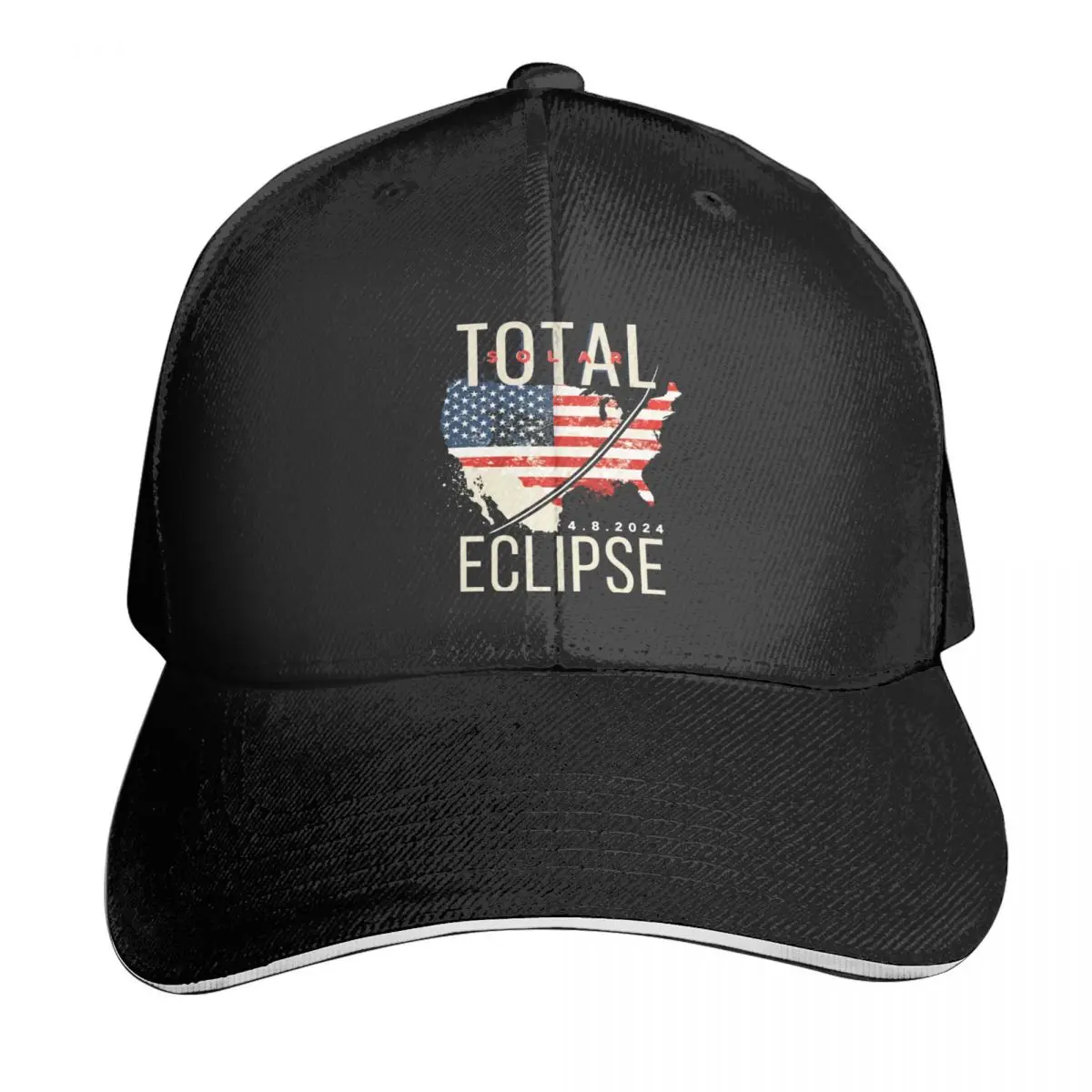 

Total Solar Eclipse 4.8.2024 USA Casquette, Polyester Cap Customizable Moisture Wicking Nice Gift