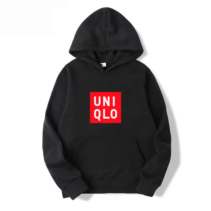 Фото Мужская толстовка Uniqlo с длинными рукавами и карманами, повседневная шерстяная толстовка, спортивный стиль для активного отдыха, элегантная, женская, осенне-зимняя. №1