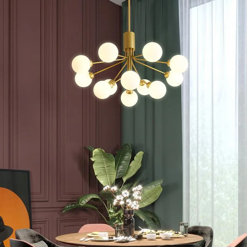 

Modern White Glass Bubbles Ceiling Chandeliers 2022 Lustres Gold Hanging Lamps for Ceiling LED Light Home Lamps for Dining Room