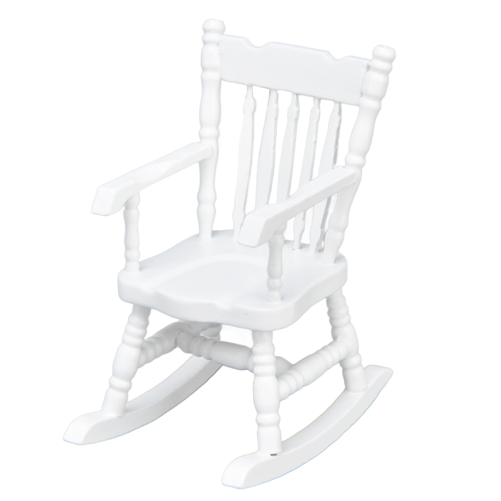

1:12 Dollhouse Chair Wood Doll House Miniature Rocking Chair White Mini Dollhouse Furniture