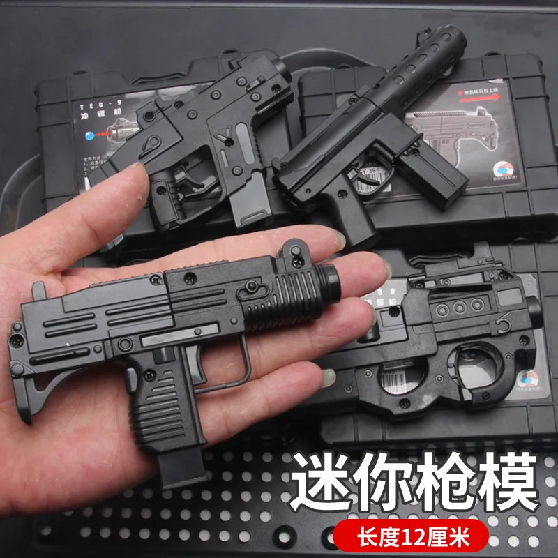 

Gun Model Pistol TEC-9 P90 Revolver Costume Props Toys Gold Soft Bullet Can Shoot Submachine Gun Toys for Kids Boys Mini Alloy