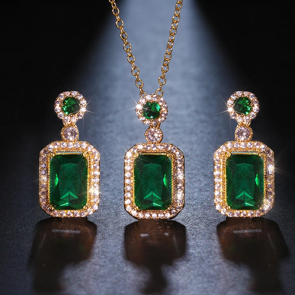 

Bettyue Fashion Statement Charming Geometry Shape Design Jewelry Set Noble Cubic Zircon Ornament Female Party Elegant Gift