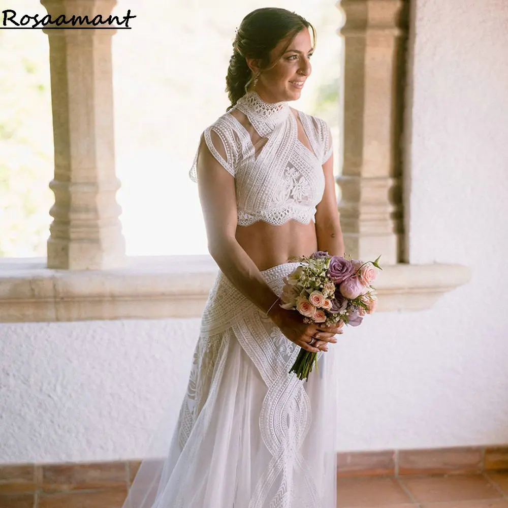 Богемное иллюзионное свадебное платье-Русалка из двух частей с кружевной