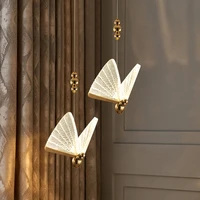 butterfly modern crystal pendant chandeliers lights luxury villa stairs dining living room bedroom indoor loft hanging lamp