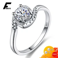 luxury charm rings 925 silver jewelry round zircon gemstone accessories finger ring for women wedding engagement gifts wholesale