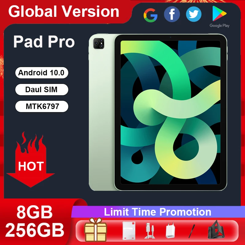 

Планшет Pro, 8 + 256 ГБ, 8 дюймов, 10 ядер, Android 10,0, две SIM-карты