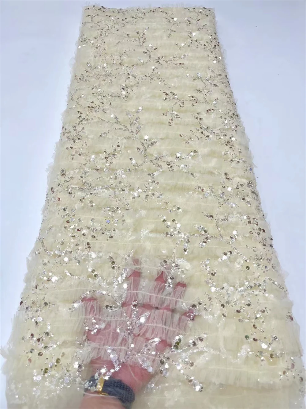 Французское Тюлевое Сетчатое кружево с блестками и бусинами африканская