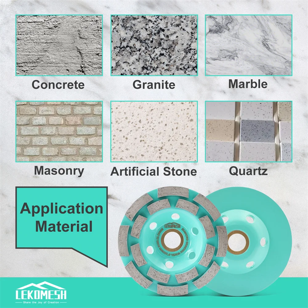 Алмазный двухрядный шлифовальный круг LEKOMESH 1 шт. диаметр 4/4 5/5/7 дюймов для бетона