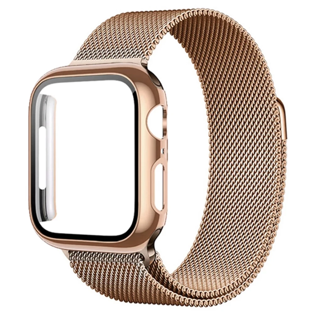 

Milanese strap+case for Apple watch band 45mm 44mm 42mm 41mm38mm40mm MetalMagnetic bracelet correa for iwatch series 7 6 SE 5 43