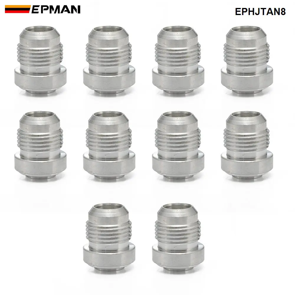 

EPMAN 10PCS 8AN Weld On Bung Aluminum Male Flare Weldable Fuel Oil Fitting AN8 Thread Hose Adapter Connector,Radiators EPHJTAN8