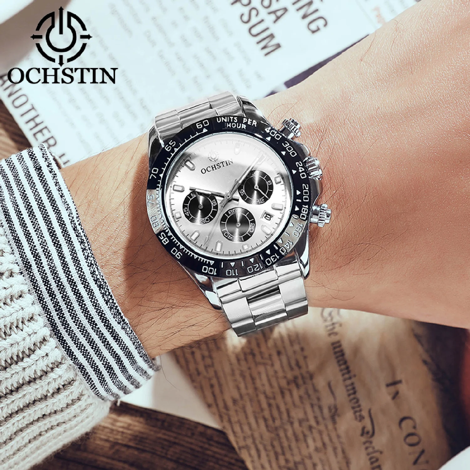 

OCHSTIN Watches Men Top Brand Luxury Clock Stainless Steel Male WristWatch Sport Waterproof Quartz Chronograph Relogio Masculino