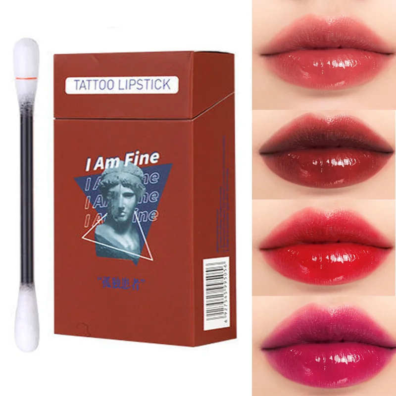 

20 Pieces/Set Cotton Swab Lipsticks Safe Portable Waterproof Longlasting Moisturizing Non-Stick Cup No Color Fading Lipgloss Set