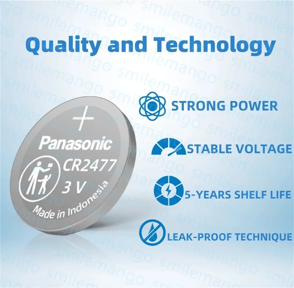 Фото Panasonic 2-50 шт. CR2477 кнопочный аккумулятор литиевый 3 В измерительный прибор импортный цифровой монитор давления в шинах интеллектуальный туалет №3
