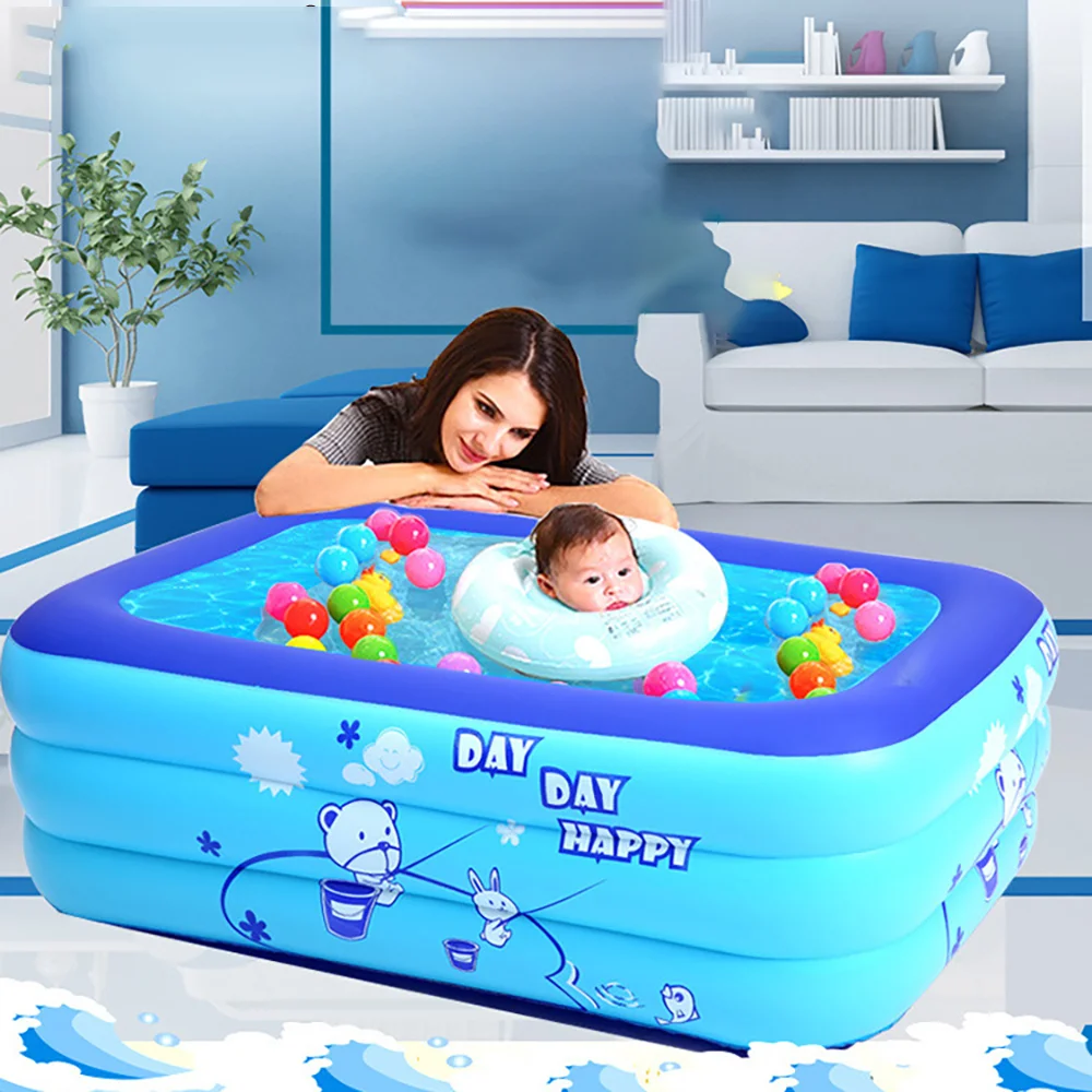 

2022New Cartoon Bathtub Thicken PVC Rectangle Inflatable Swimming Pool for Boys Girl Indoor Children Safety Paddling Kids Pools