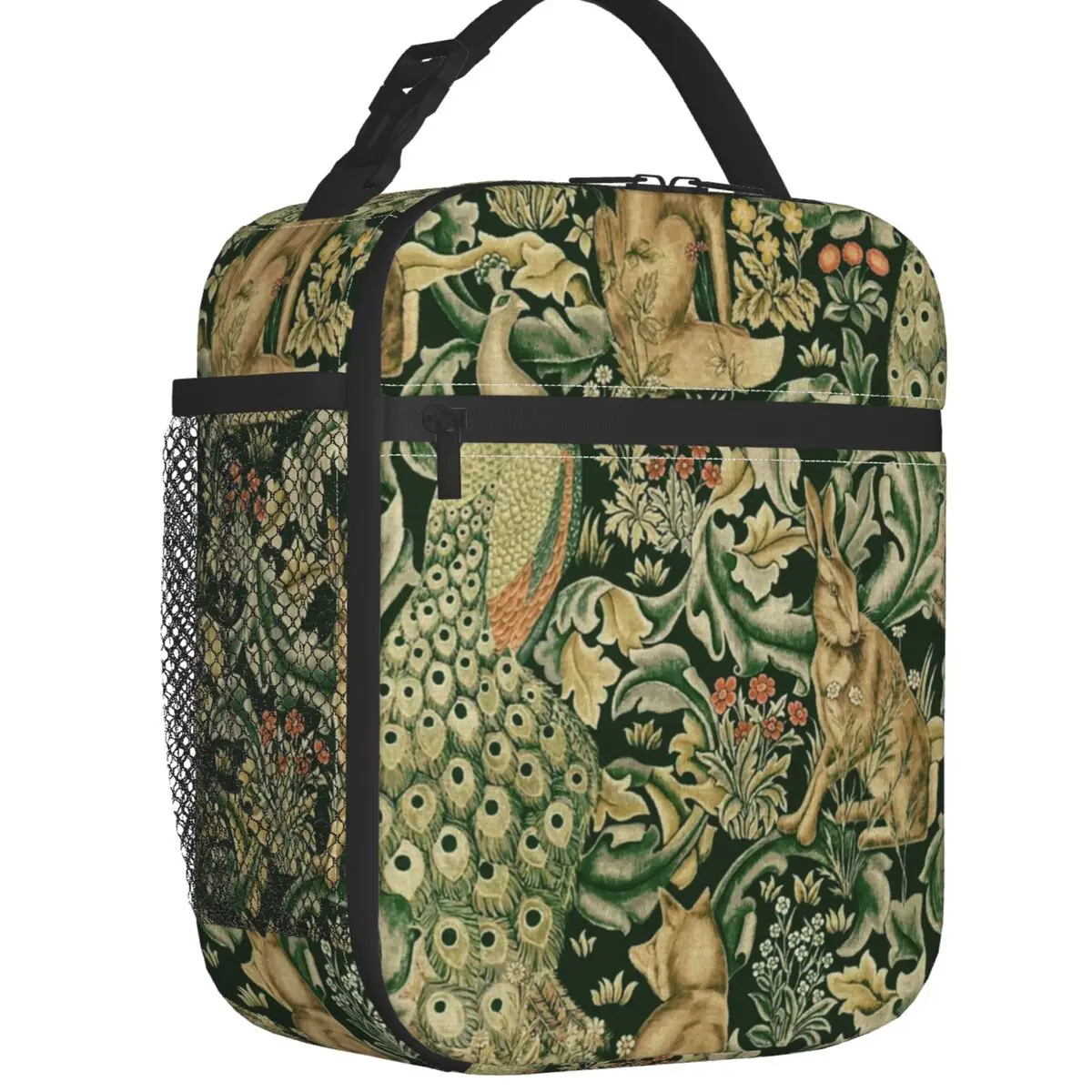 

Peacocks And Fox By William Morris Insulated Lunch Bag Forest Animals Textile Pattern Leakproof Cooler Thermal Lunch Box Women