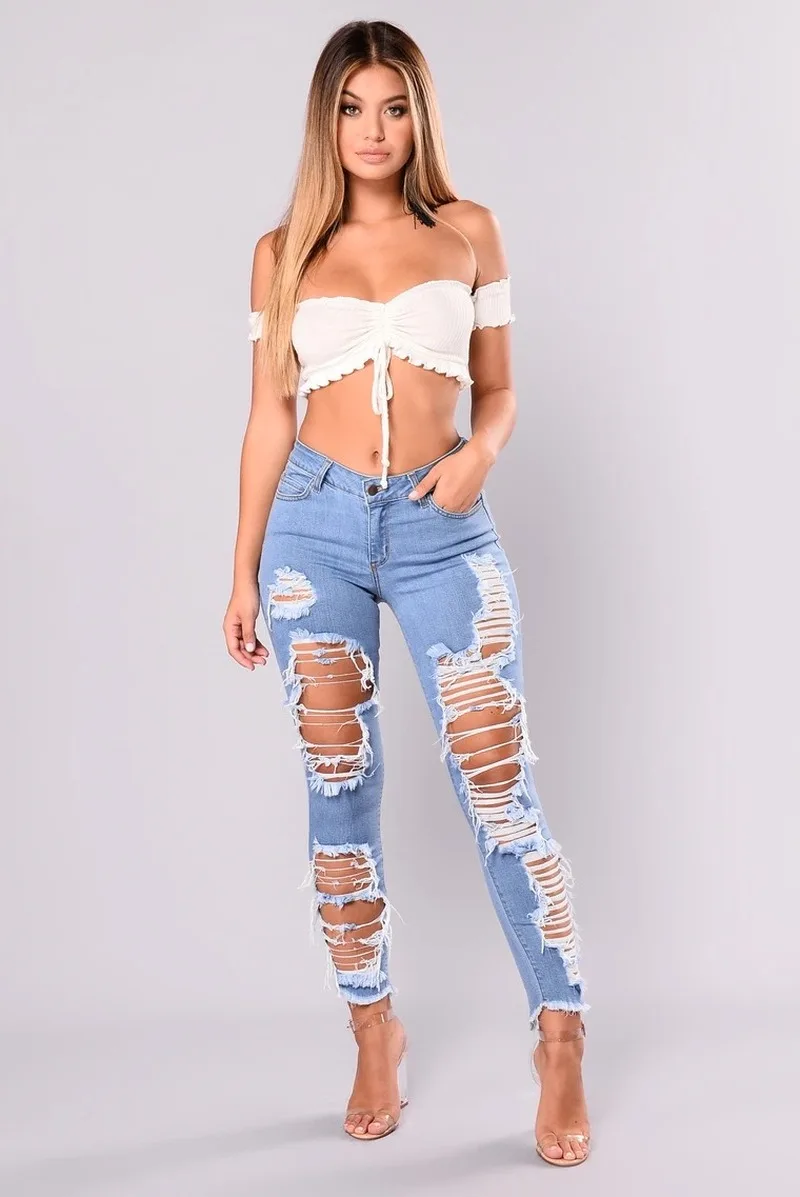 

2021 Y2k New Women's Summer Fall Ripped Blue Jeans Skinny Stretch Jeans Indie Street Hipster Denim Pencil Pants S-3XL Clothes