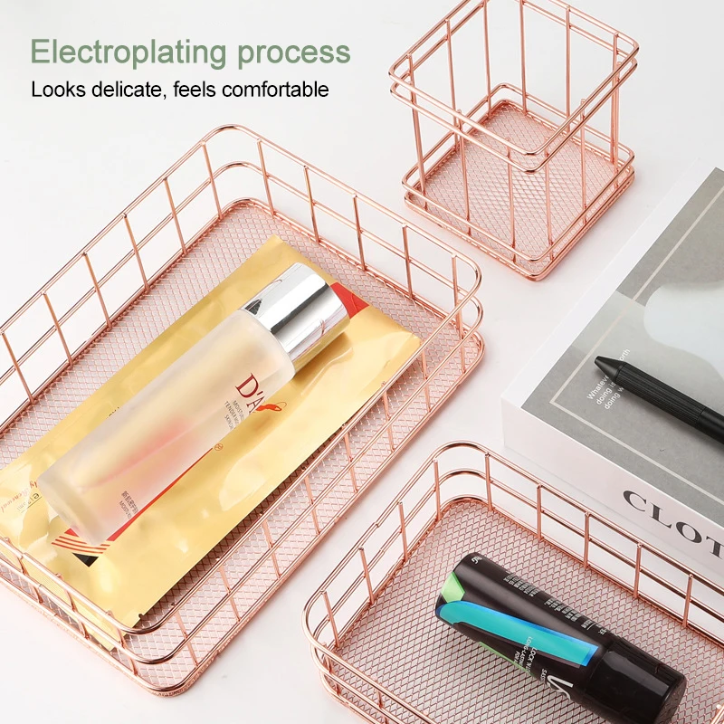 Скандинавская металлическая железная корзина для хранения золота/розового