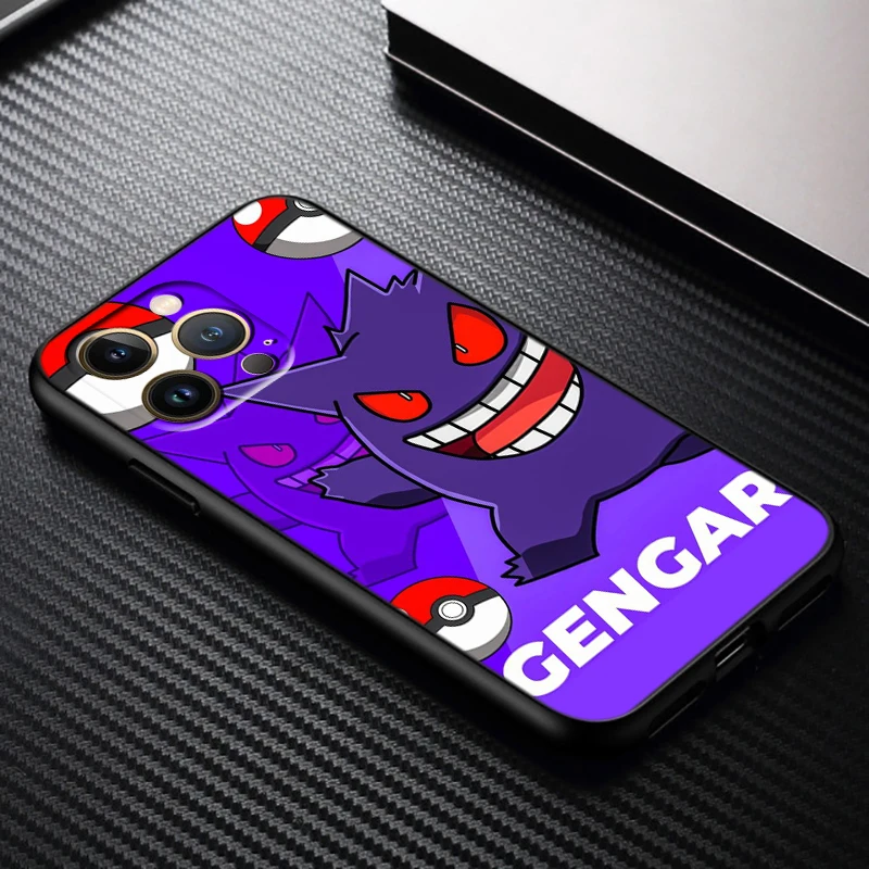 P-Pokemons G-Gengguis мультяшный для Apple iPhone 16 15 14 13 12 11 XS XR X Pro Max Plus Mini черный чехол телефона