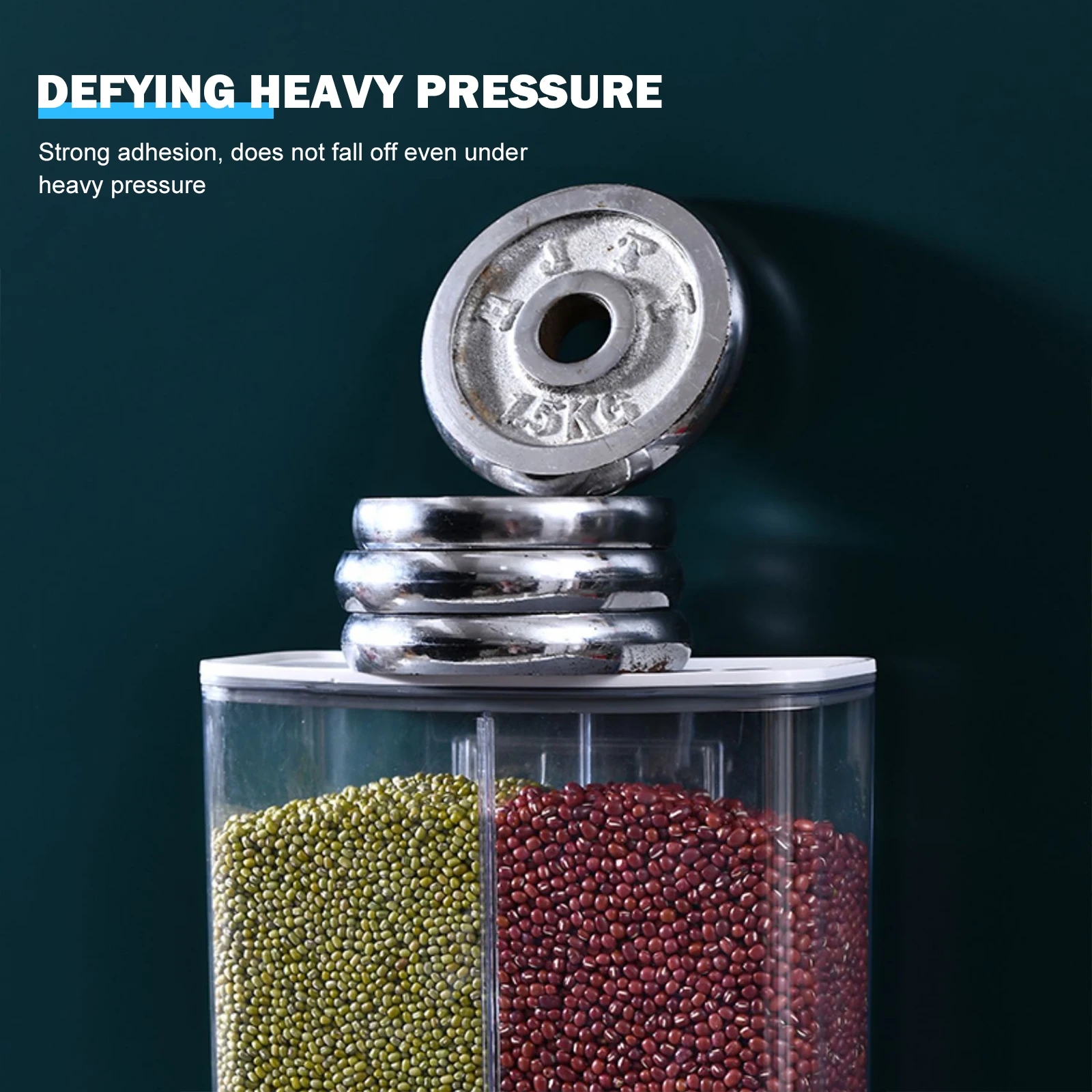 Настенный диспенсер для сухой пищи большой контейнер хранения риса с сеткой 1/2