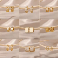 minimalist zircon earrings for women stainless steel gold geometric earring stud wedding aesthetic boho jewelry gift 2022