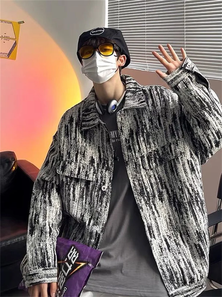 Куртка мужская джинсовая Свободный Топ с оборками уличная одежда в стиле