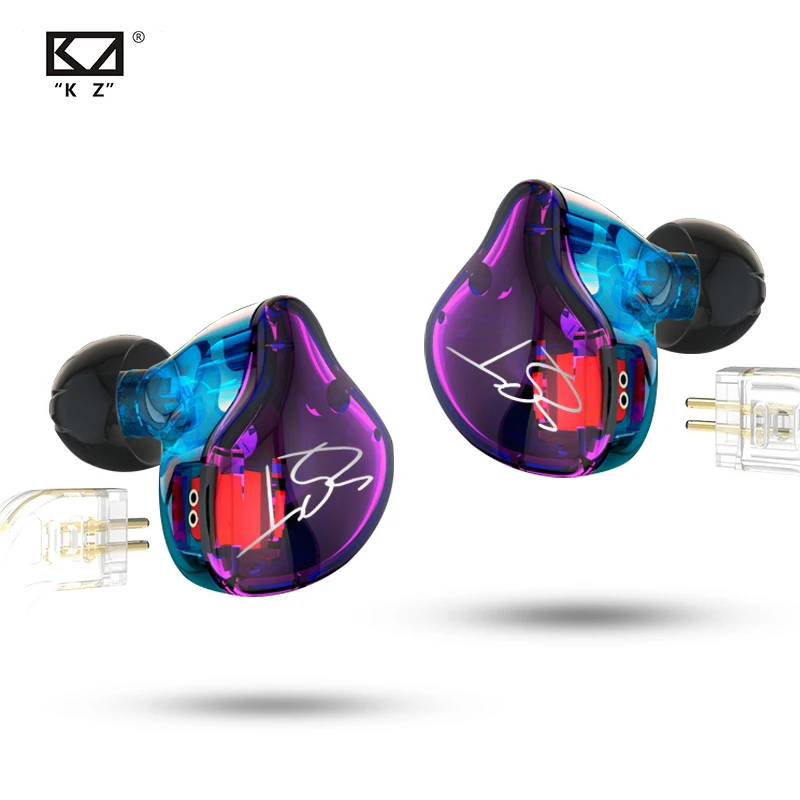 

KZ ZST фиолетовые арматурные наушники с двойным драйвером съемный кабель наушники-вкладыши Звукоизолирующие HiFi музыкальные спортивные наушн...