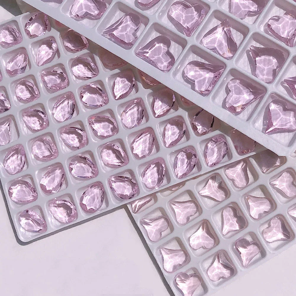 

50 шт./упак. розовое сердце ногтей Стразы, зимние сапоги с роскошными кристаллами для ногтей, арт-дизайн любовь кривое сердце Алмазная пилка д...