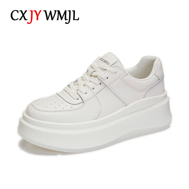 

Кроссовки женские из натуральной кожи, на платформе, Вулканизированная подошва, толстая подошва, маленький размер, белые, на весну