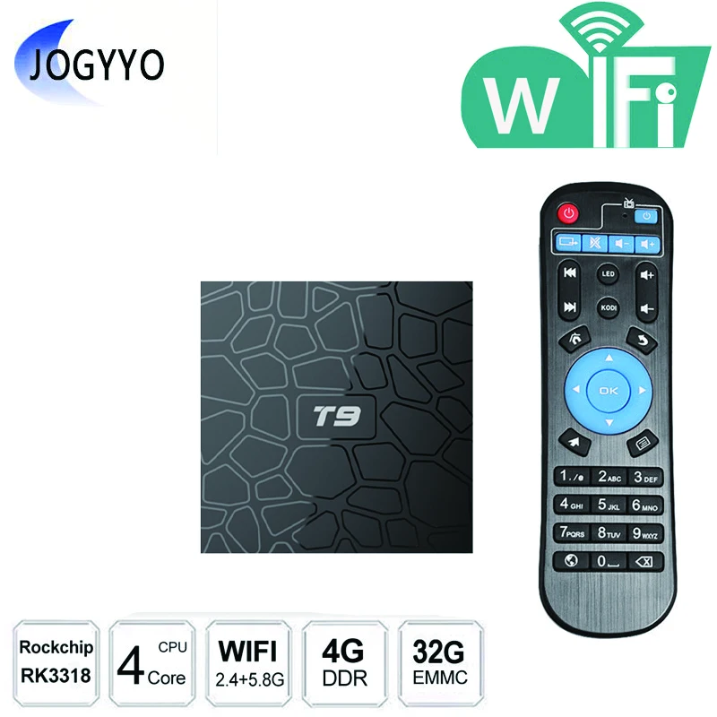 

Новинка ТВ-приставка 4K T9 Android 9,0 четырехъядерный процессор RK3318 2,4G/5,8G Двойной Wi-Fi телеприставка USB 3,0 Мини Смарт медиаплеер