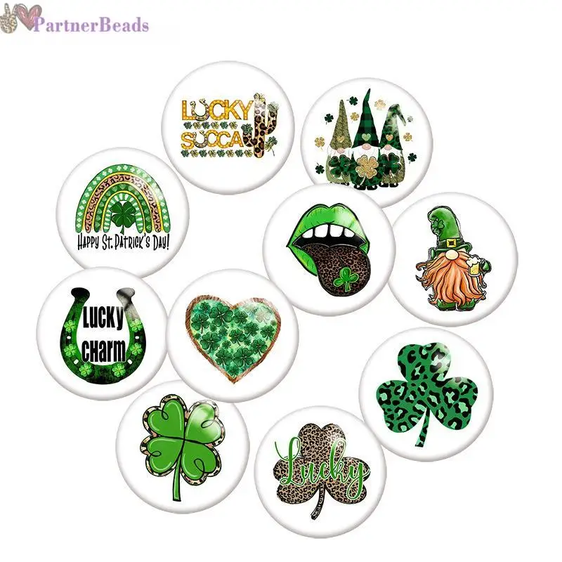 

Green happy easter Round Photo Glass Cabochon Demo Flat Back Making Findings 20mm Snap Button N8381