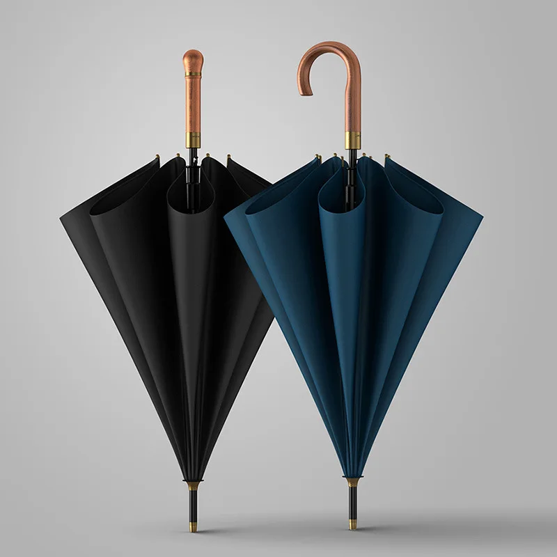 

Black Umbrella Outdoor Fashion Windproof Uv Protection Umbrella Long Handle Large Luxury Paraguas Grande Rain Gear