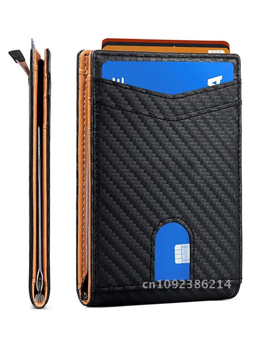 Gebwolf Rfid-держатель для карт мужские кошельки из углеродного волокна двойные