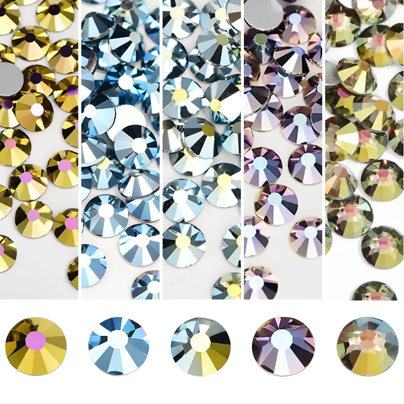 

Latest Colors Multi size Crystal Rhinestones Non Hot Fix Flat Back Strass & Fabric Garment rhinestones for nails Decorations