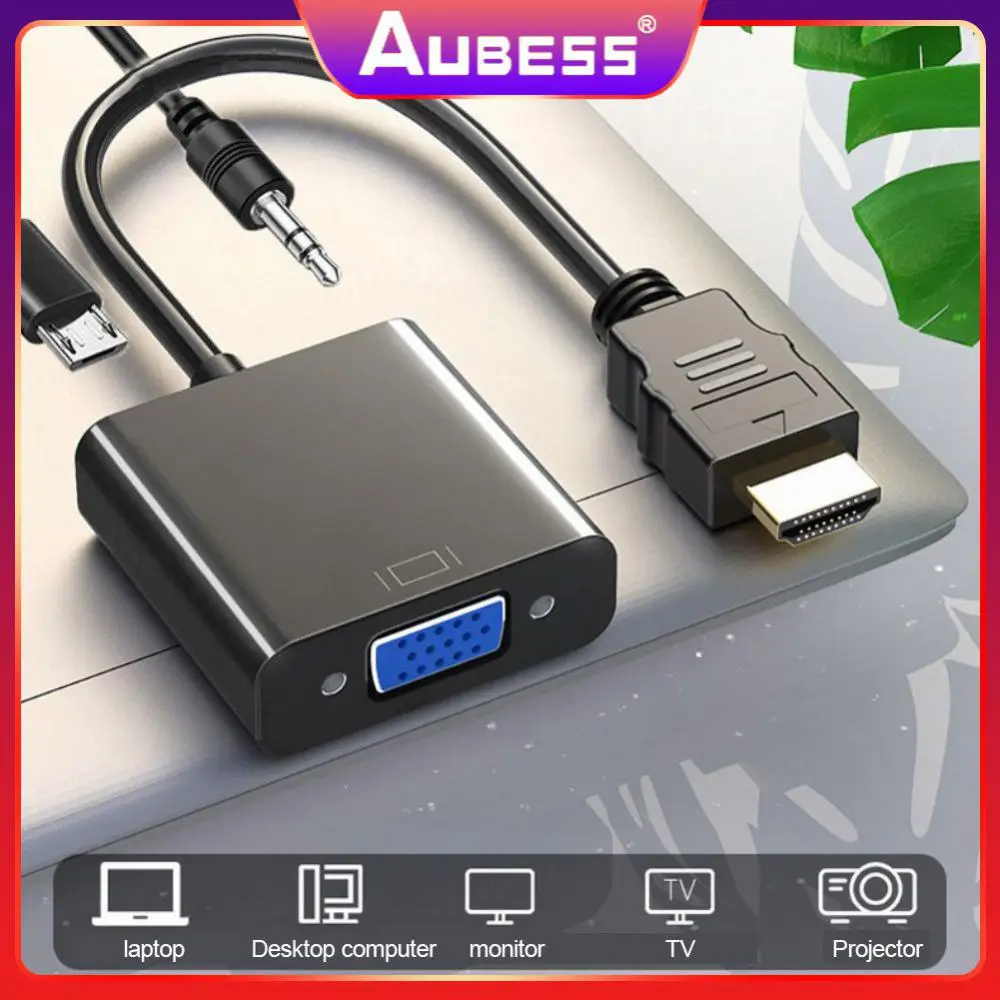 

With Audio HDMI-compatible Adapter Portable Converter With Power Supply HDMI-compatible To Vga Cable Hd 1080p Laptop Accessories