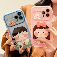 cartoon couple creative window phone cases for iphone 13 12 11 pro max xr xs max x shockproof soft silicone tpu shell gift