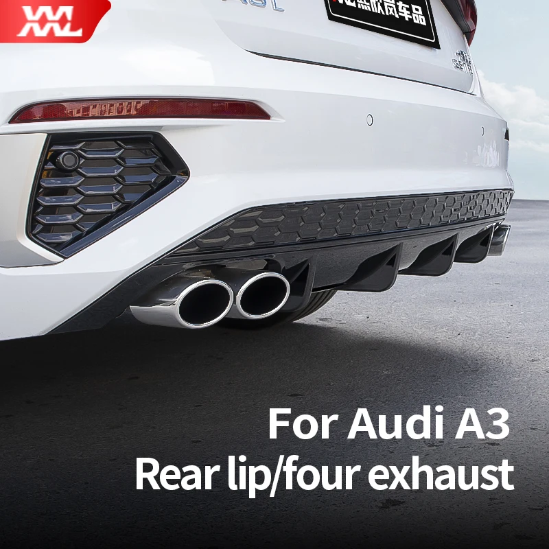 

ABS Car Rear Bumper Spoiler with Exhaust Cover Body Kit for Audi A3 8Y Sedan Hatchback 2020 2021 To Modify As S3 Accessories