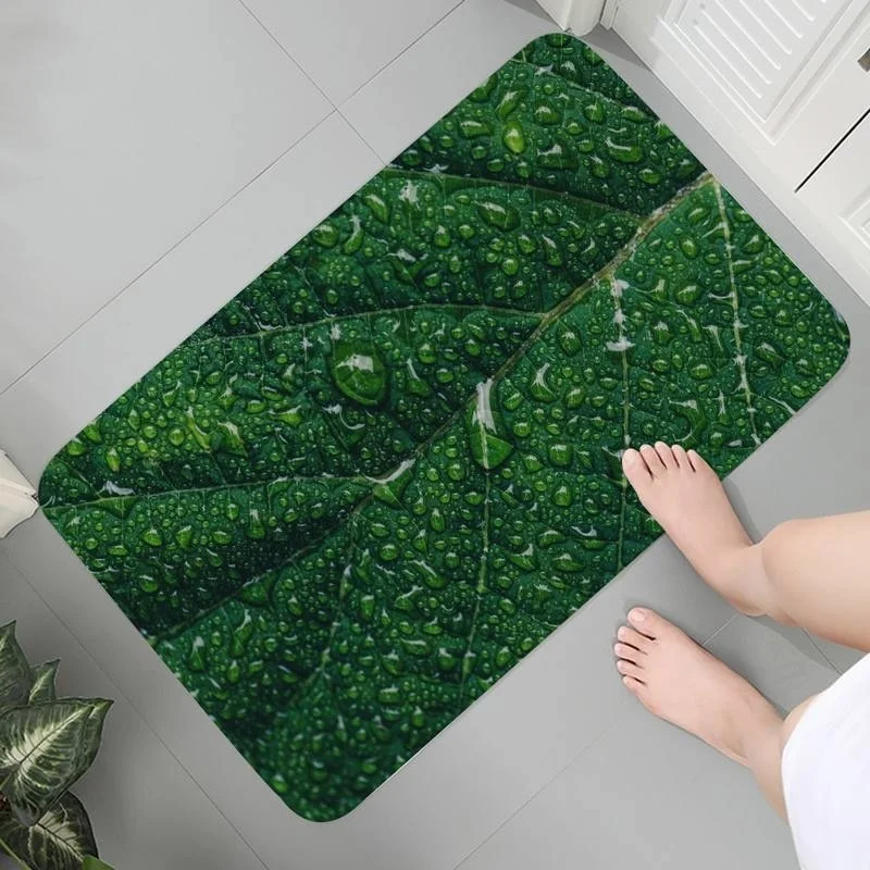 

Rug Bathroom Entrance Carpet Anti-slip Soft Indoor Mats 3D Children Crawling Green Leaf Dew Area Rugs Bath Mats Lounge Rug