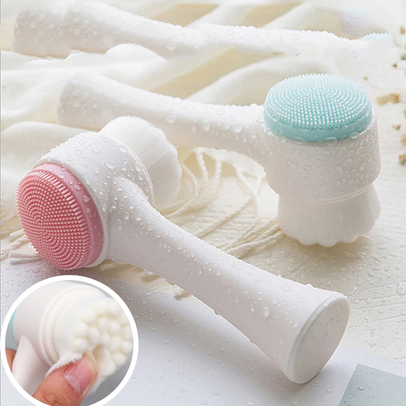 

Double-Sided Silicone Face Cleansing Brush Facial Cleanser Blackhead Removal Product Face Scrub Brush Pore Cleaner Exfoliator