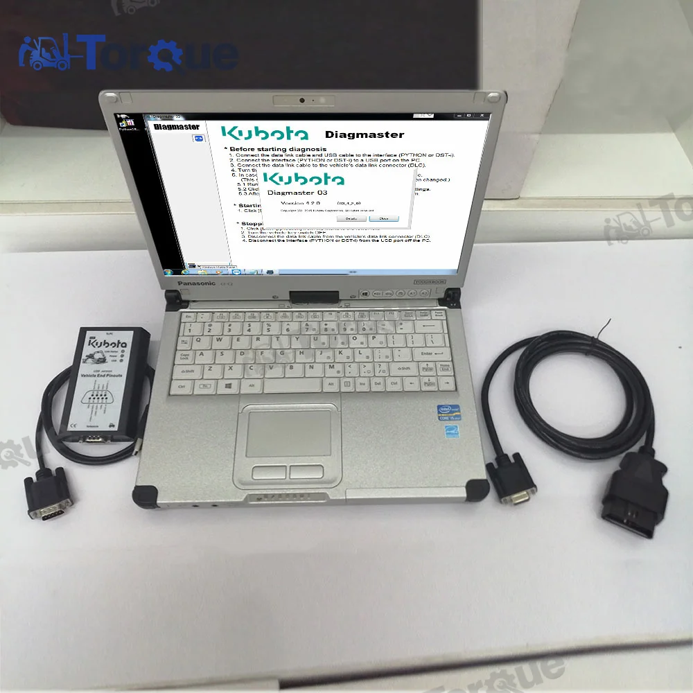 

For KUBOTA DIAGNOSTIC Kit PYTHON for kubota diagmaster Python interface KUBOTA Takeuchi Diagnostic Tool with CF C2/CF52 laptop