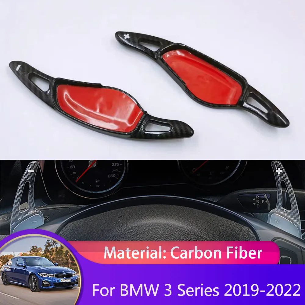 

2x for BMW 3 Series G20 2019~2022 Carbon Fiber Car Steering Wheel Paddles Shift Extension Shifters DSG Gear Sticker Accessories