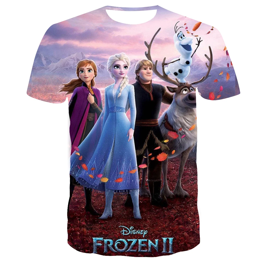 Disney Frozen Elsa Anna T Shirt Kids Streetwear Short Sleeve Children's Tshirts Boys Girls Tops Men Women Clothing T-shirt