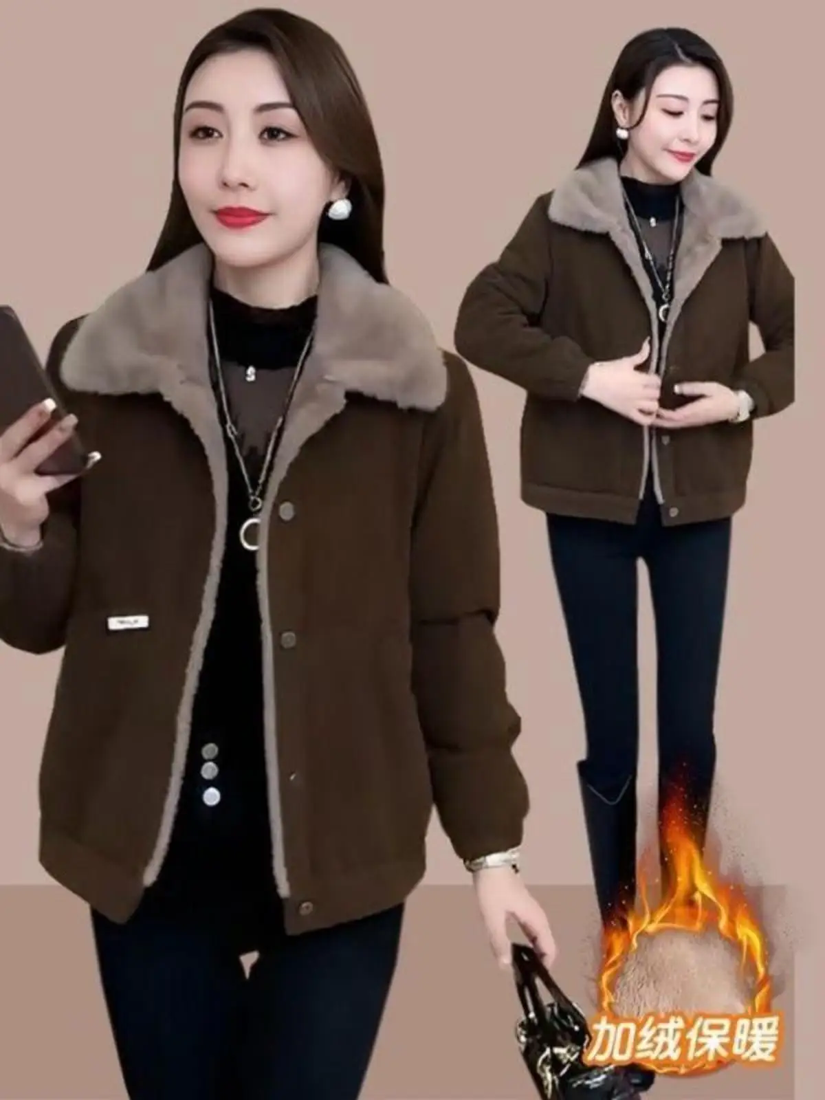 Small Fleece-lined Younger Western Sle Women Short 2024 Winter New Versitile Fashion Slimming Thickened Cotton-Padded Coat ...