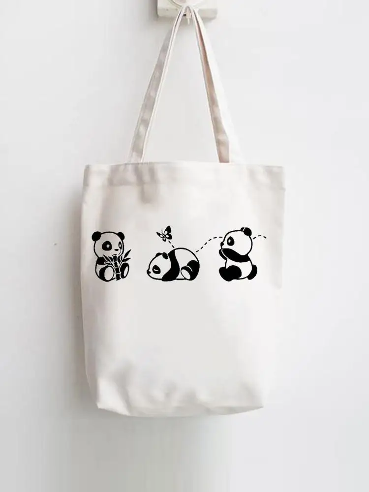 

Women Print Panda New 90s Love Shopper Handbags Female Shoulder Fashion Casual Shopping Girls Graphic Canvas Tote Bag