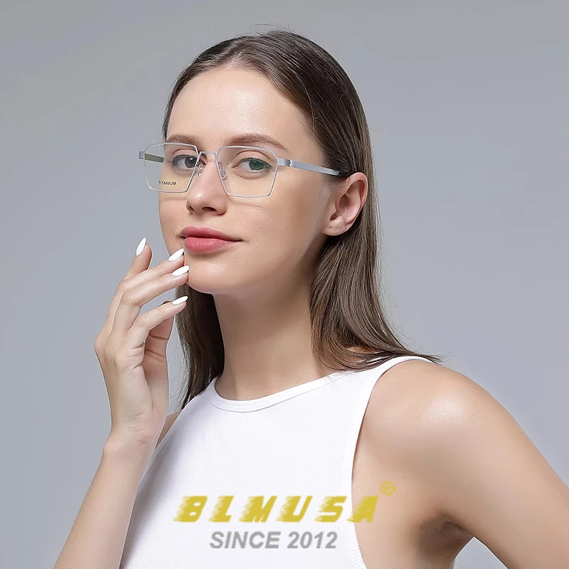 Мужские Винтажные Очки для чтения BLMUSA титановые многоугольные анти-синие