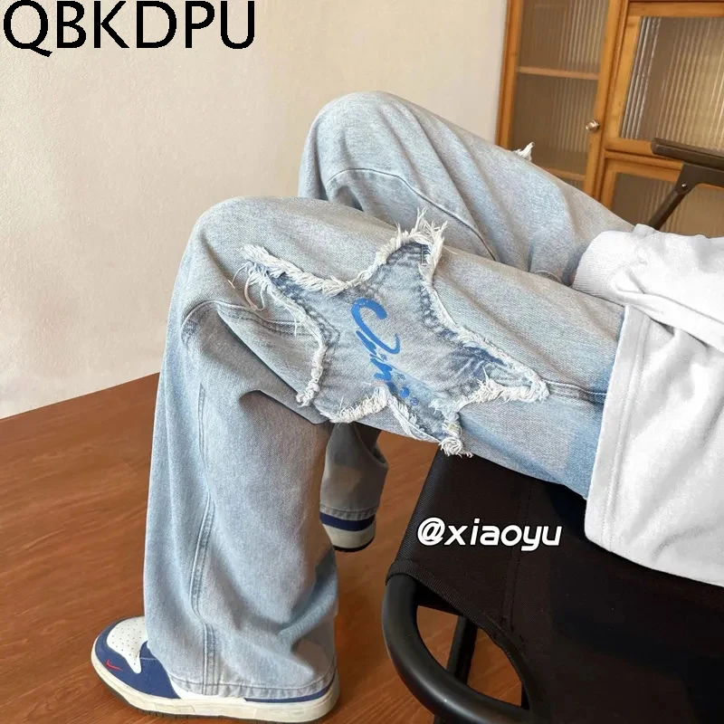 

Korean Streetwear Embroidered Jeans Retro Tide Brand Loose Straight Wide Leg Jeans New Gyaru Fashion Japanese Y2...Jeans