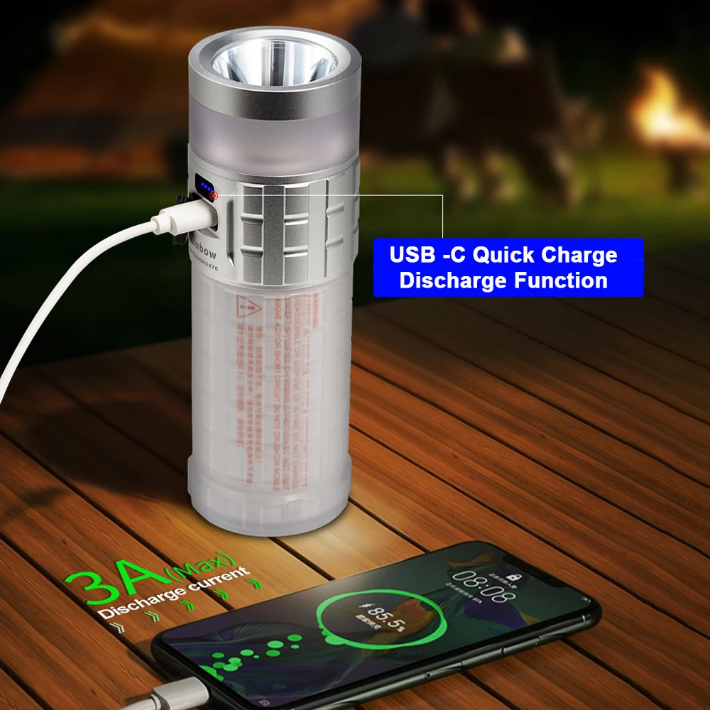 Светодиодный фонарик Power Bank типа C