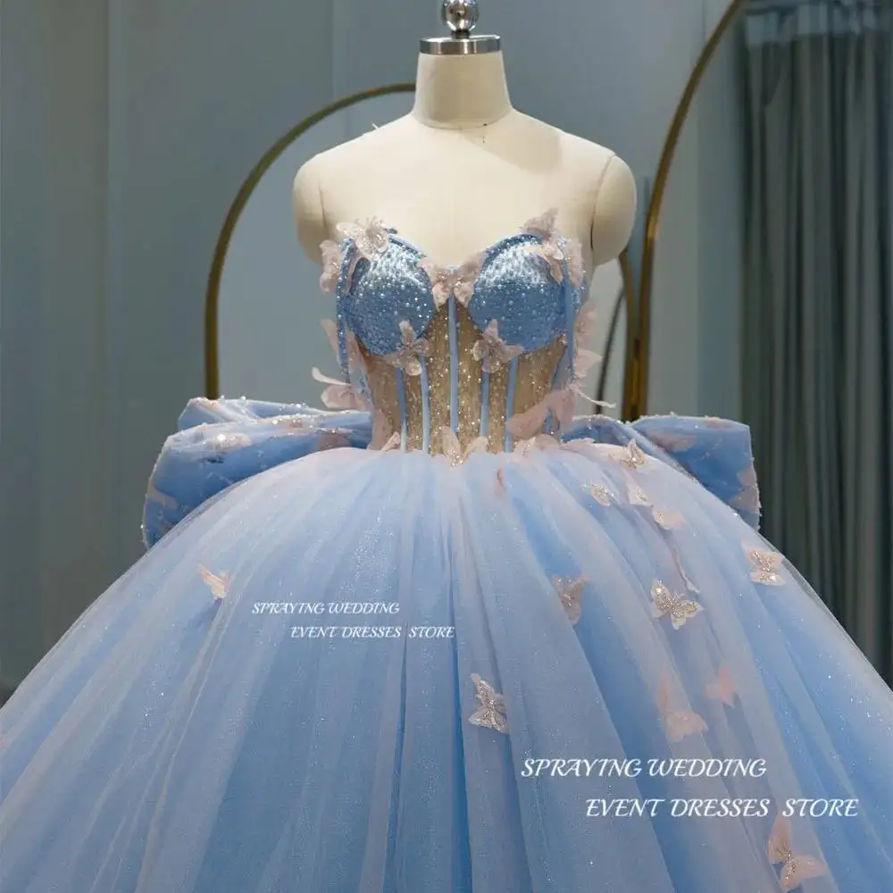 Синее Тюлевое платье принцессы Giyu 15 quinceañera 2024 для выпускного вечера с большим