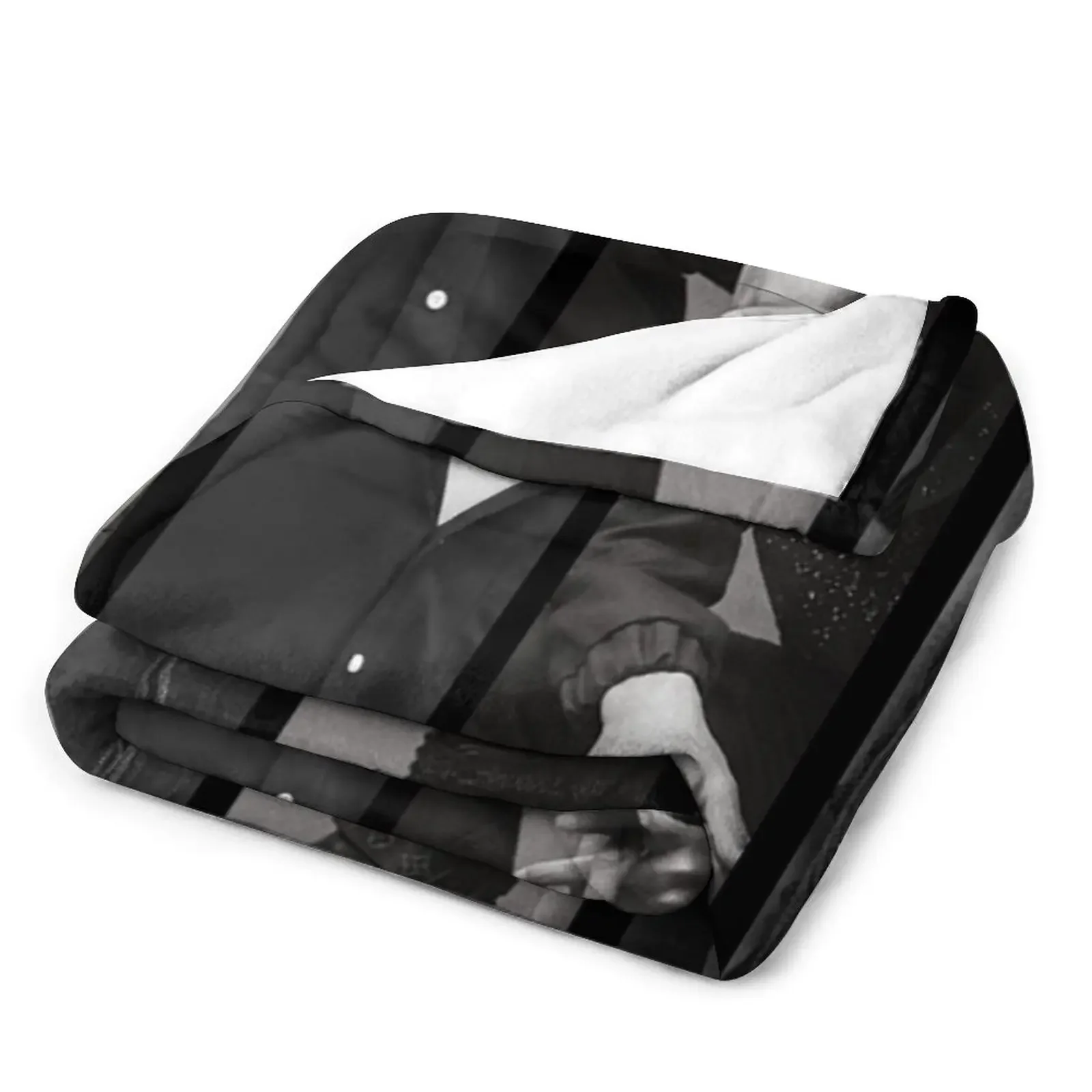 Вертикальное черно-белое одеяло Ji Chang Wook с коллажем милые летние одеяла в клетку