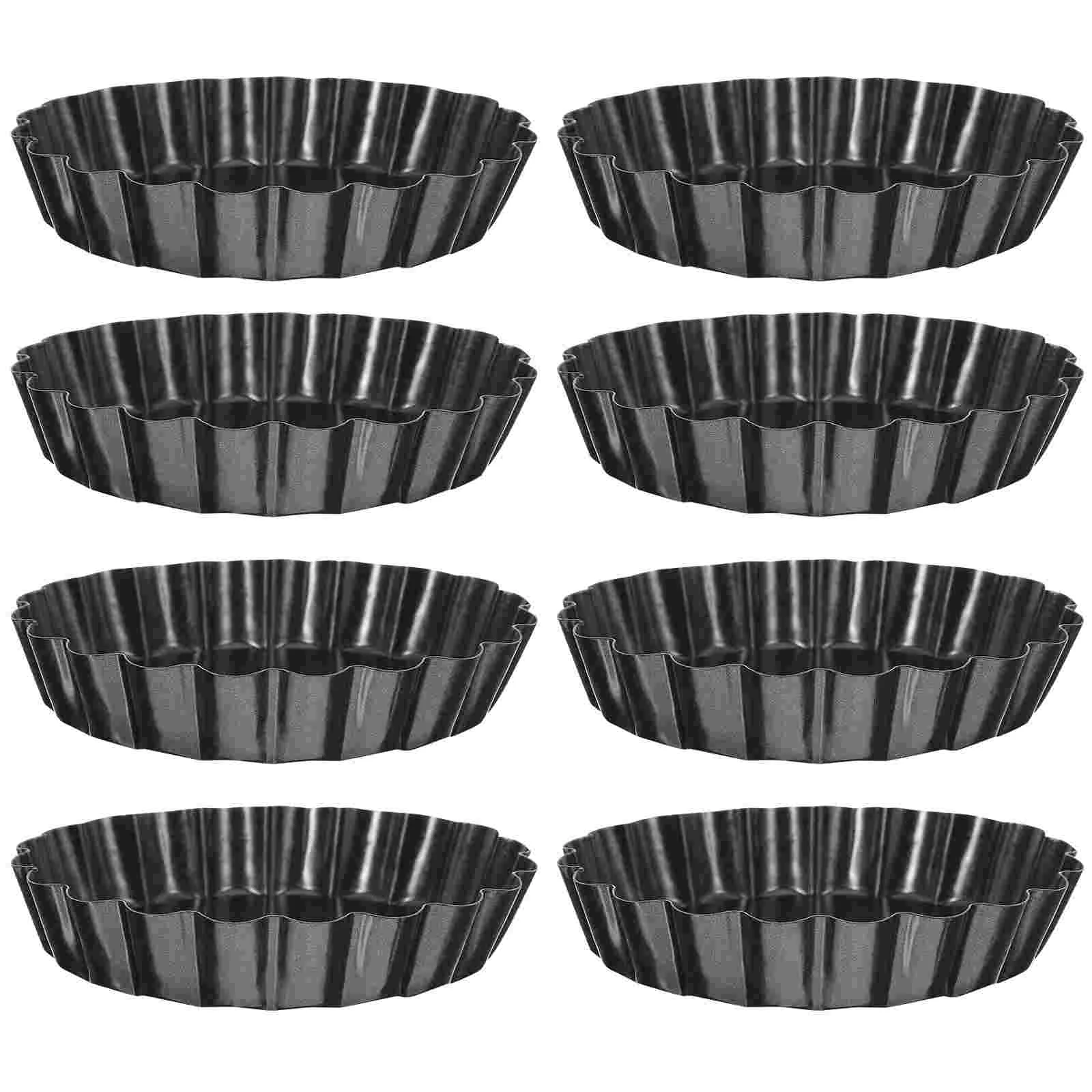 

8 Pcs Egg Tart Tray Small Pie Pans Mini Muffin Fruit Removable Bottom Carbon Steel Molds Cake Baking